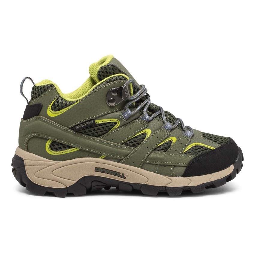 Bottes Merrell Moab 2 Mid Waterproof Vert Foncé Olive Enfant | G.U.KSNV